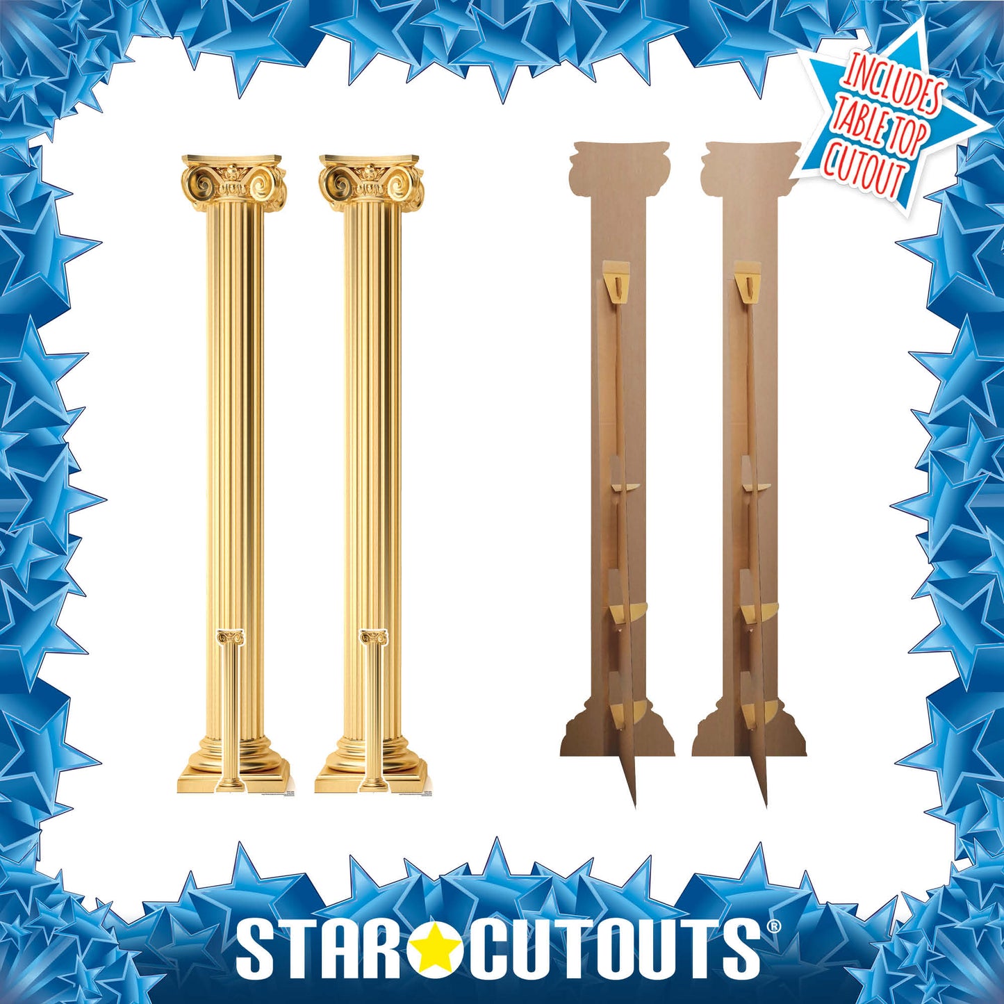 SC4531 Two Golden Roman Columns / Pillars  Cardboard Cut Out Height 196cm