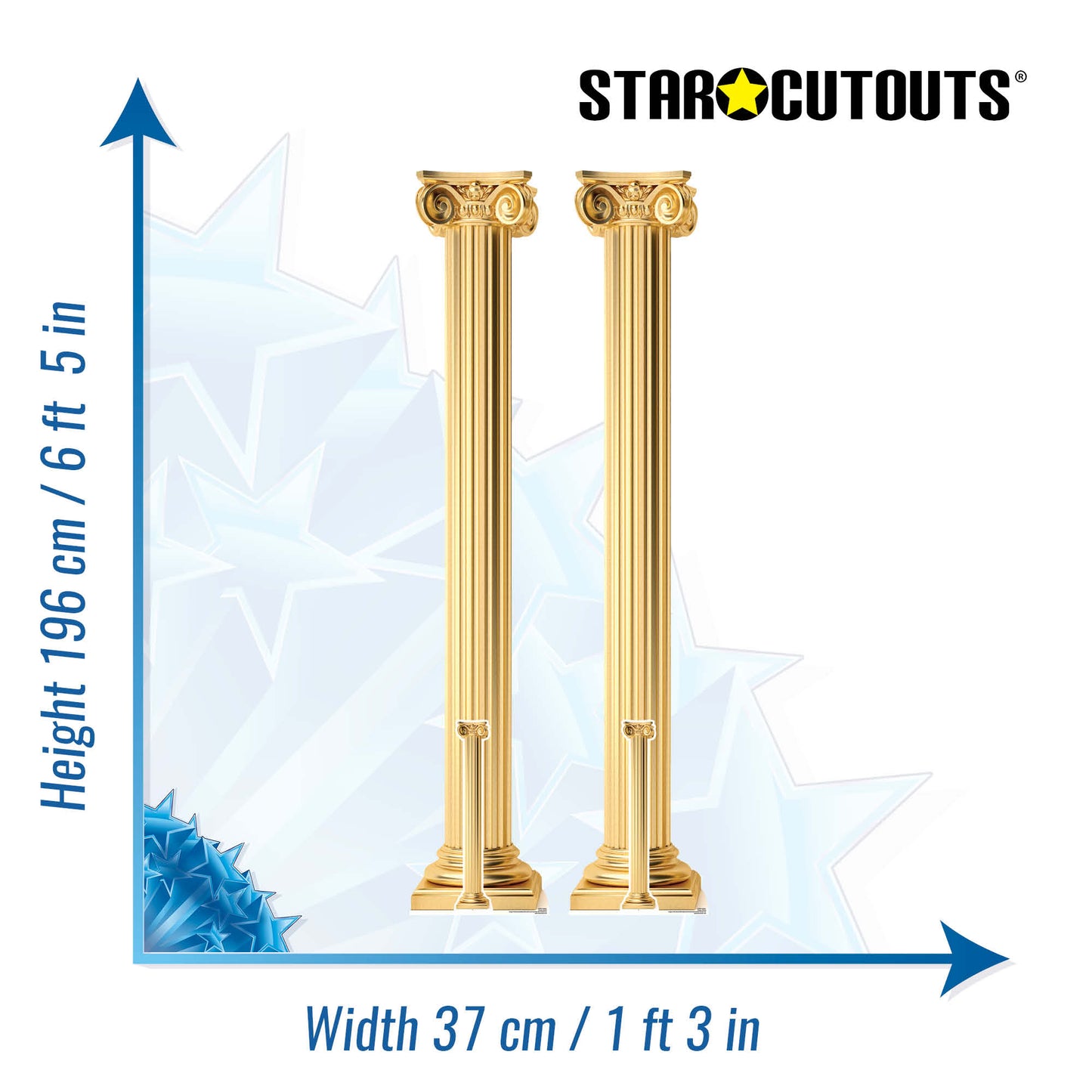 SC4531 Two Golden Roman Columns / Pillars  Cardboard Cut Out Height 196cm