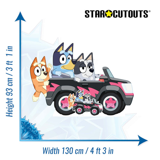 SC4533 Bluey Bingo and Muffin Driving Cardboard Cut Out Height 93cm