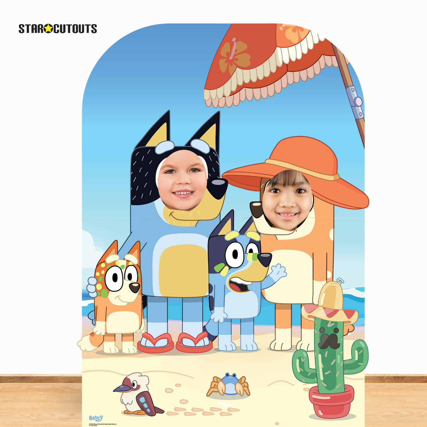 SC4534 Bluey On-Beach Stand In Cardboard Cut Out Height 131cm