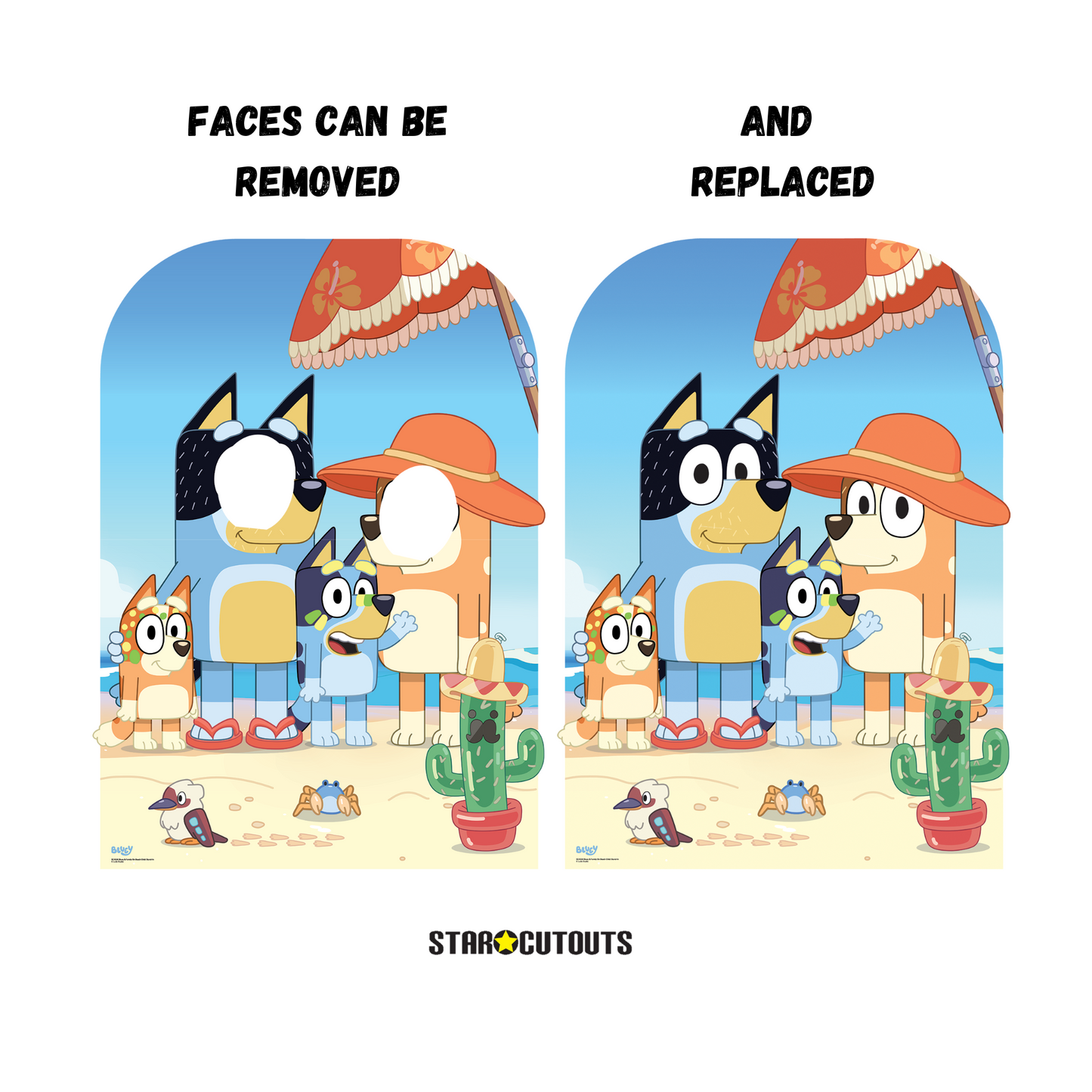 SC4534 Bluey On-Beach Stand In Cardboard Cut Out Height 131cm