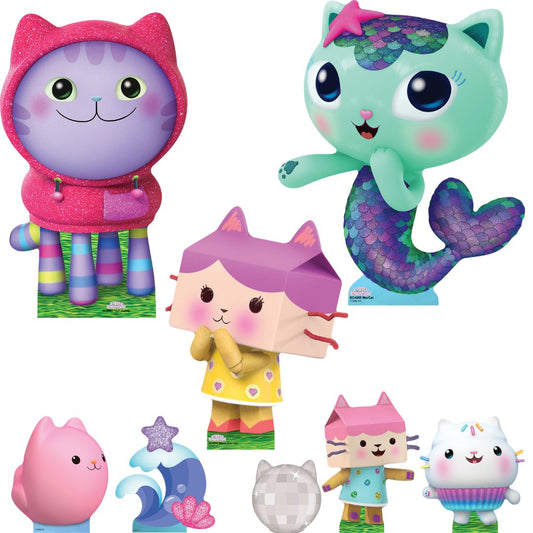 SC4565 DJ Catnip, Baby Box, MerCat Cardboard Cutout Decoration Multi Pack - Gabbys Dolhouse Height 48cm