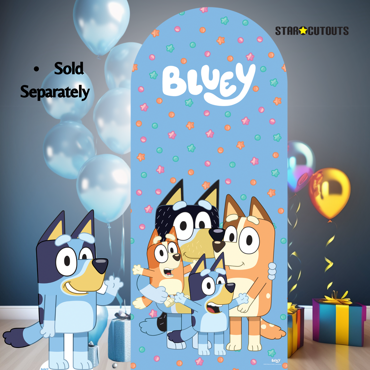 SC4574 Bluey Heeler Family Backdrop Cardboard Cut Out Height 185cm