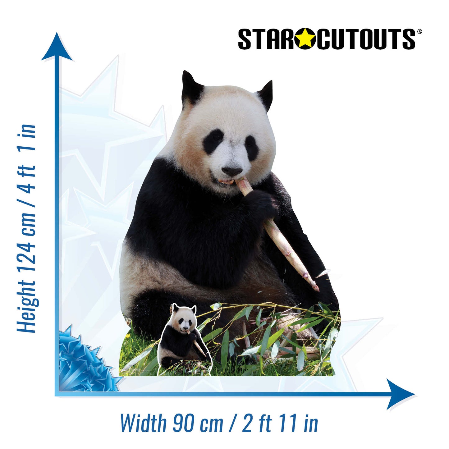 SC4593 Giant Panda Eating Cardboard Cut Out Height 124cm