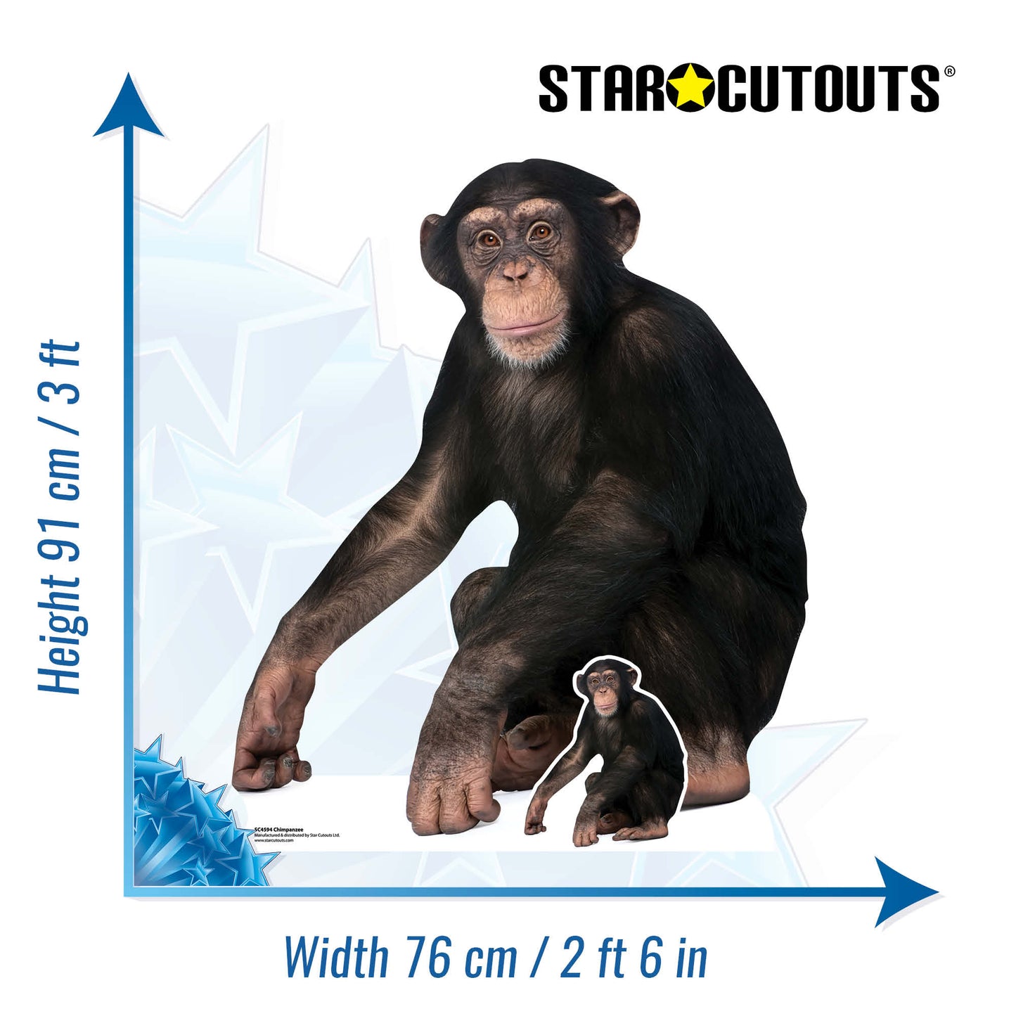 SC4594 Chimpanzee Cardboard Cut Out Height 91cm