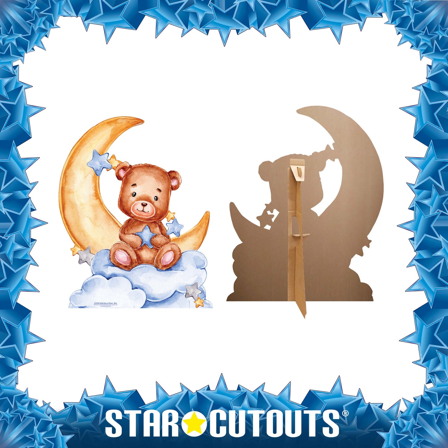 SC4596 Cute Teddy Bear Moon Blue Cardboard Cut Out Height 92cm