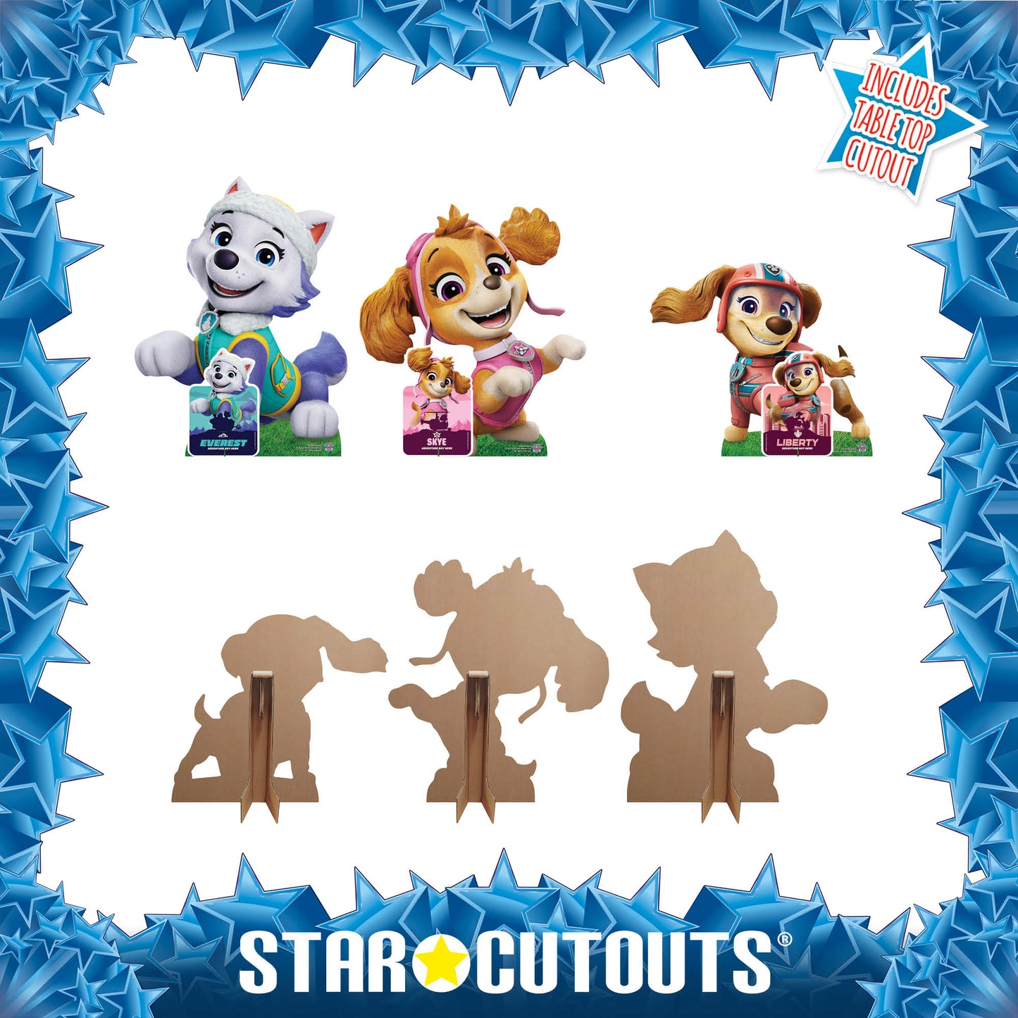 SC4600 Skye, Liberty  and Everest  Paw Patrol  Multi-Pack Cardboard Cut Outs Height 66cm