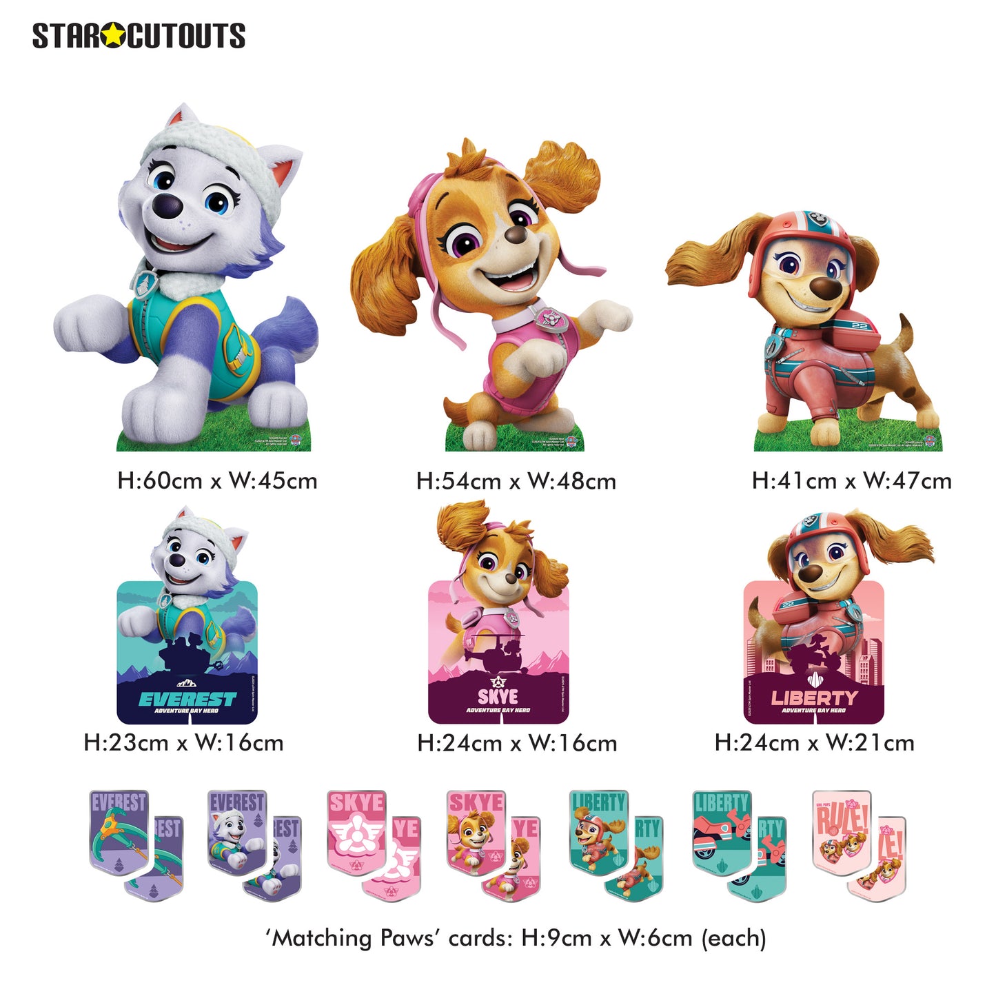 SC4600 Skye, Liberty  and Everest  Paw Patrol  Multi-Pack Cardboard Cut Outs Height 66cm
