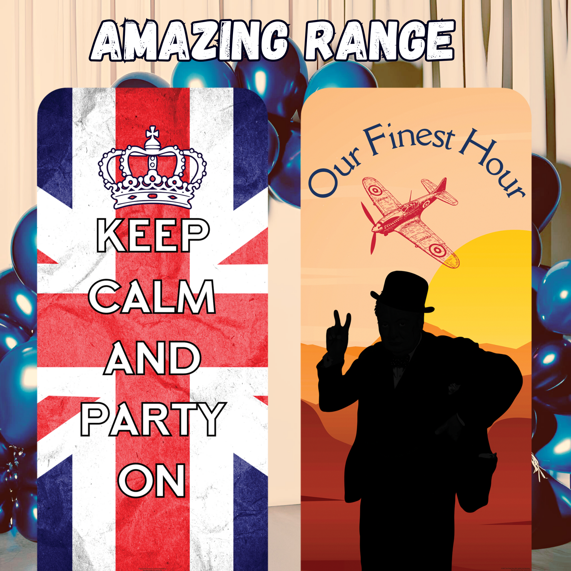 SC4623 VE Day Gold 80 Years Union Jack Flag Backdrop Single Cardboard Cut Out Height 191cm