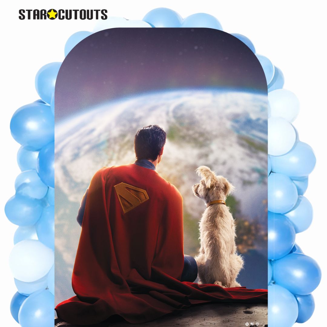 SC4637 Superman 2025 Movie Superman and Krypto Backdrop  Cardboard Cut Out Height 131cm