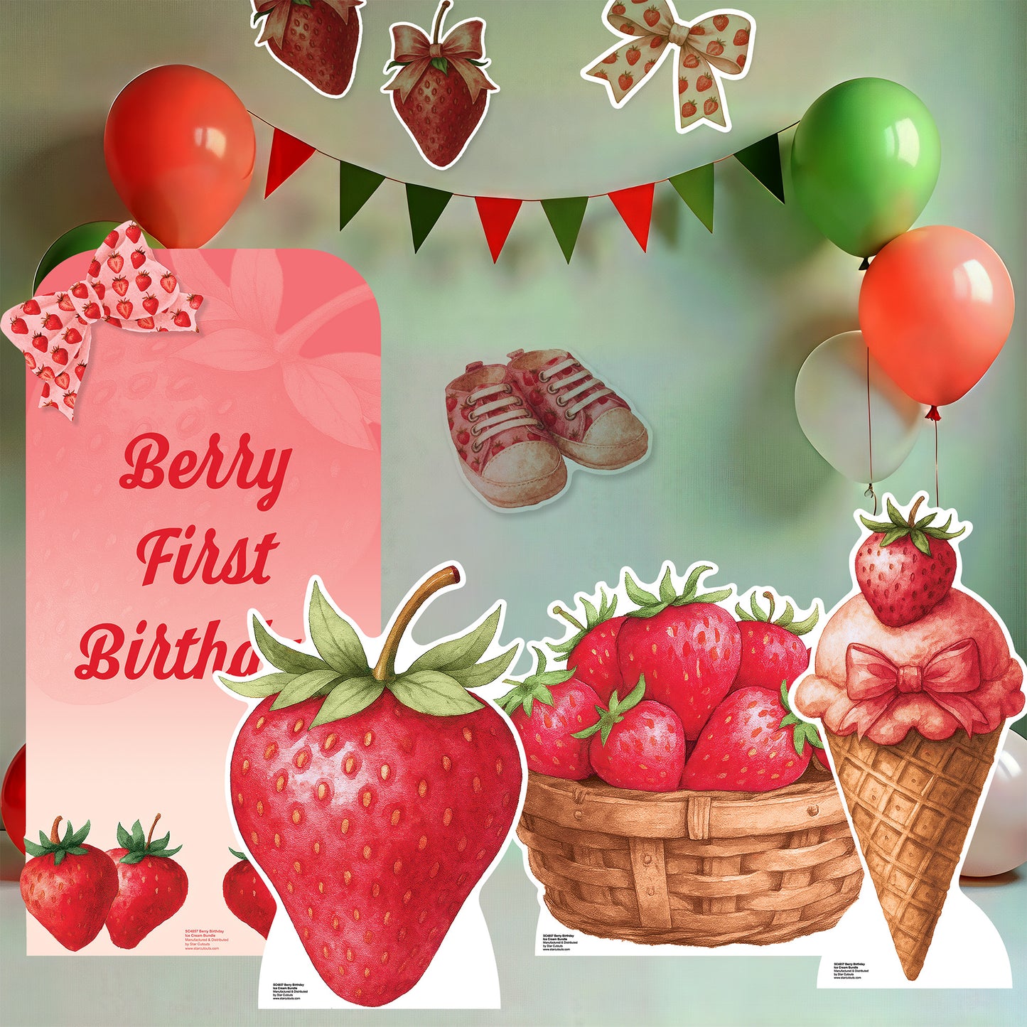 SC4857 Berry Birthday Ice Cream Star Mini Bundle – Multi-Function  Cardboard Cutouts Height 65cm