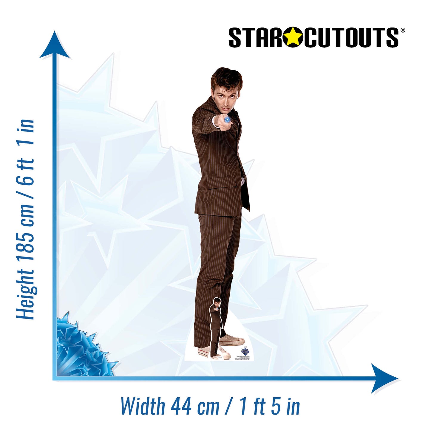 SC4645 Dr Who David Tennant The Tenth Doctor Pointing Sonic Screwdriver Cardboard Cut Out Height 185cm