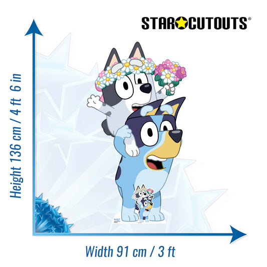 SC4664 Bluey and Muffin as Flower Girls  Cardboard Cut Out Height 136cm