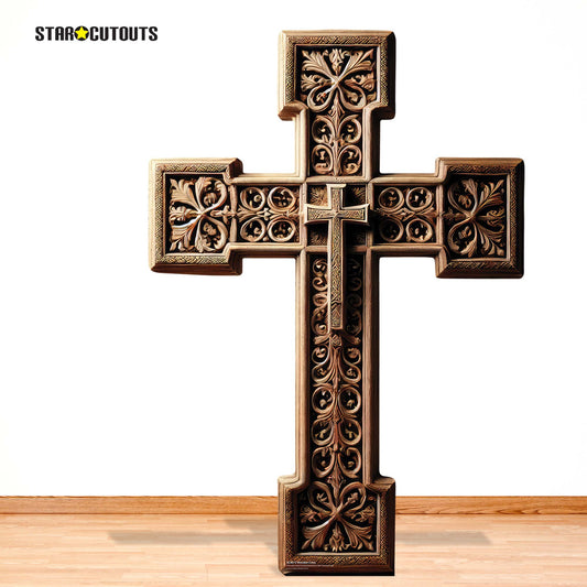 SC4672 Wooden Cross -Cardboard Cut Out Height 130cm