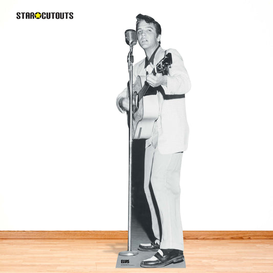 SC4718 Elvis Presley Black & White on Stage Guitar Cardboard Cut Out Height 184cm