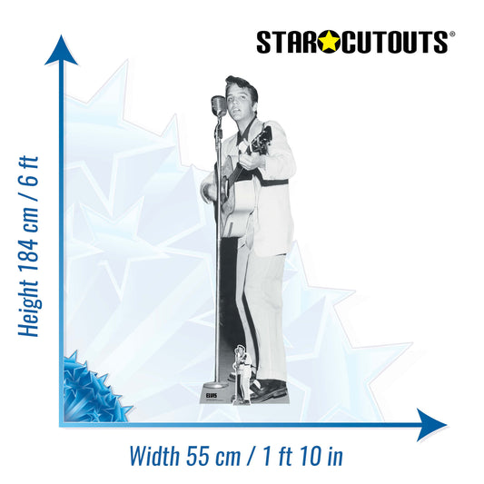 SC4718 Elvis Presley Black & White on Stage Guitar Cardboard Cut Out Height 184cm