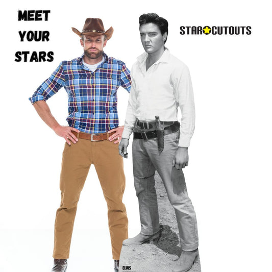 SC4719 Elvis Black & White Western Cowboy Cardboard Cut Out Height 185cm