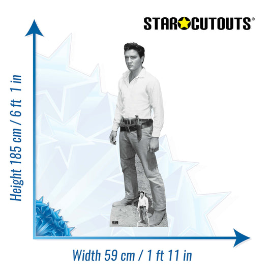 SC4719 Elvis Black & White Western Cowboy Cardboard Cut Out Height 185cm