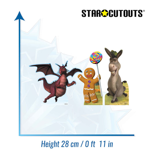 SC4740 Gingy Ginger Bread Man Donkey Dragon  Shrek Shelf Top Pack Cardboard Cutouts Height 28cm