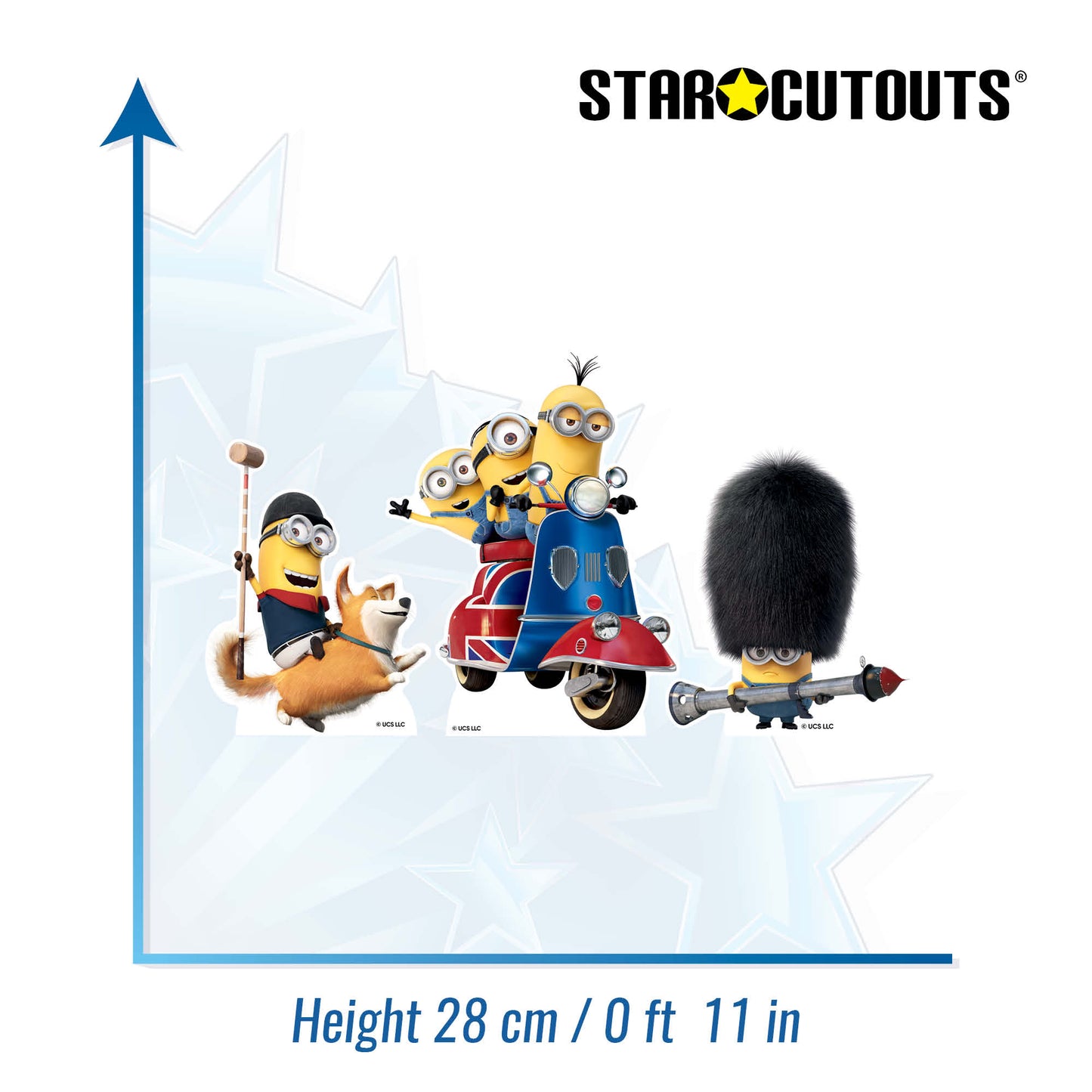 SC4745 Minions British Invasion Three Small Cardboard Cutouts Shelf Top Pack  Height 28cm