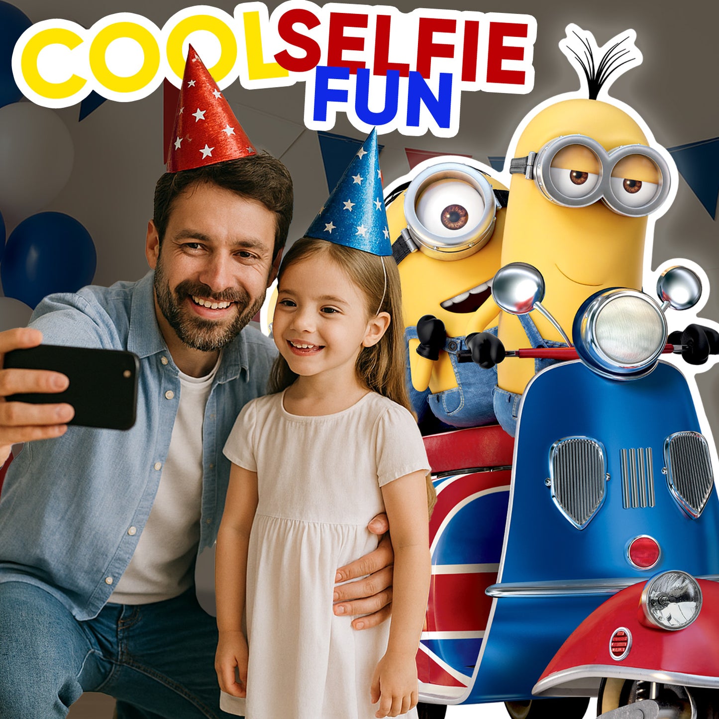 SC4746 Minions on Scooter  Cardboard Cut Out Height 121cm