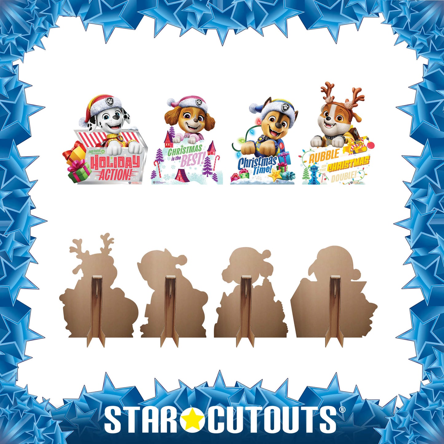 SC4795 PAW Patrol Christmas Sign Star Mini Multipack  Cardboard Cut Out Height 55cm