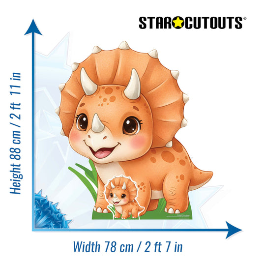 SC4865	Cute Cartoon Triceratops Small Cardboard Cutout
