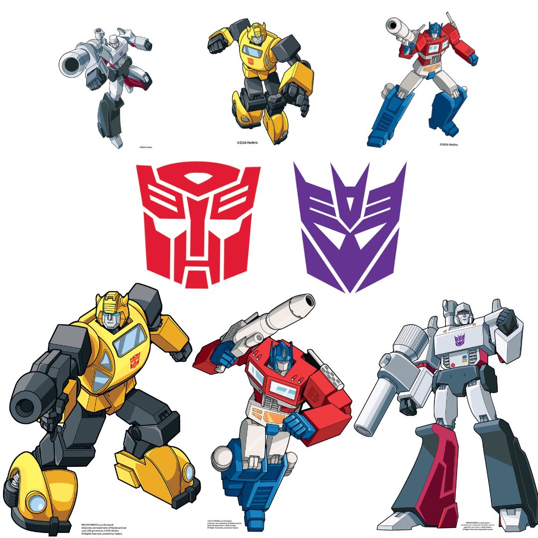 SC4884 Transformers Retro Bundle Pack Party Favour Birthday Room Decoration Eight Cardboard Cutouts Max Height 63cm