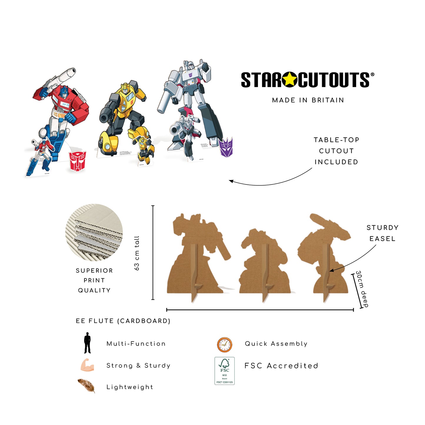 SC4884 Transformers Retro Bundle Pack Party Favour Birthday Room Decoration Eight Cardboard Cutouts Max Height 63cm