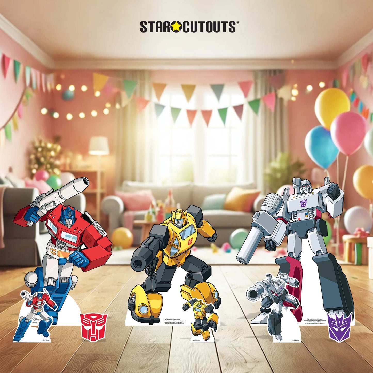 SC4884 Transformers Retro Bundle Pack Party Favour Birthday Room Decoration Eight Cardboard Cutouts Max Height 63cm