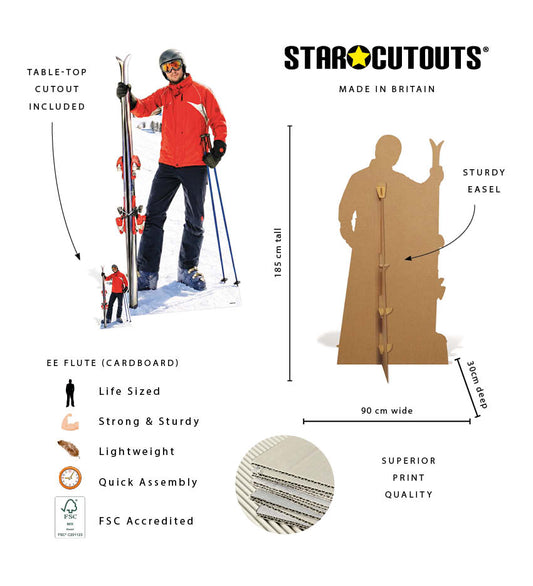 SC4887 Skier Cutout  Cardboard Cutout Height 185cm