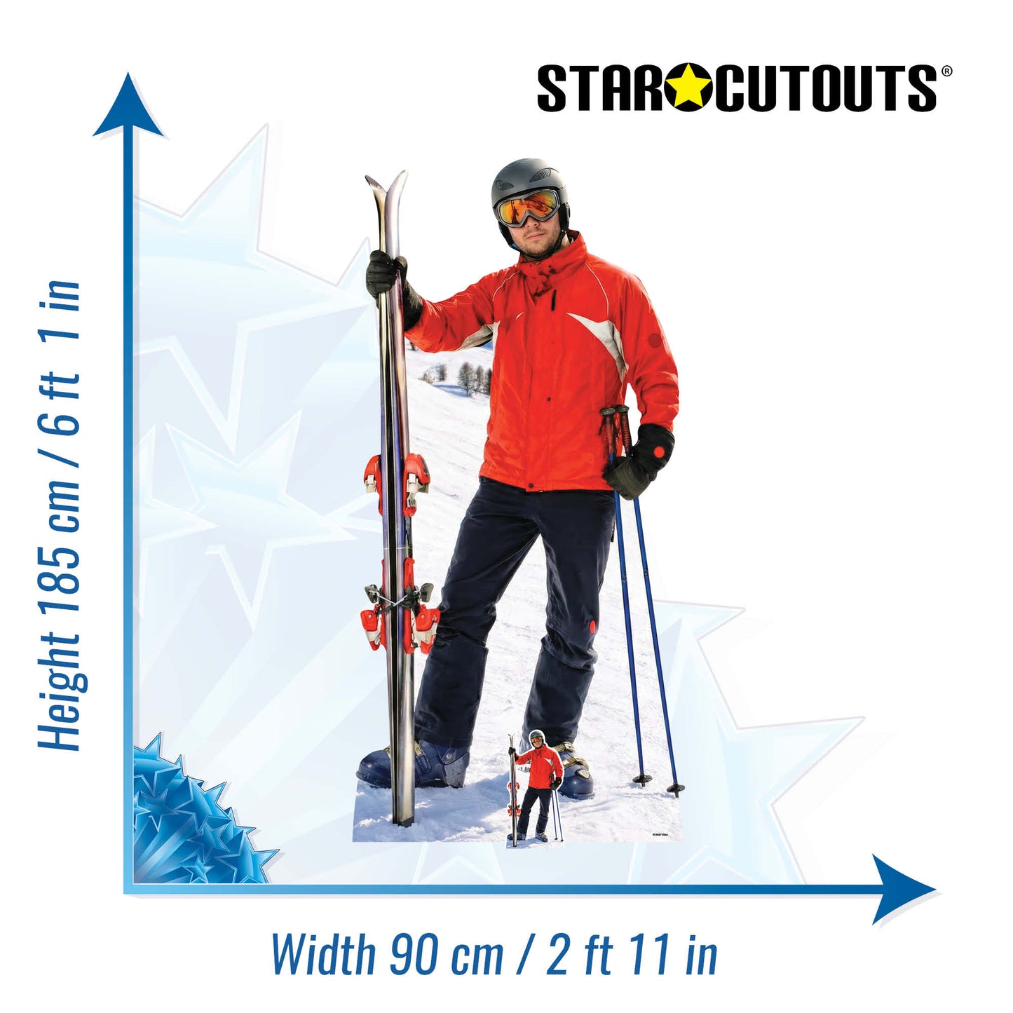 SC4887 Skier Cutout  Cardboard Cutout Height 185cm