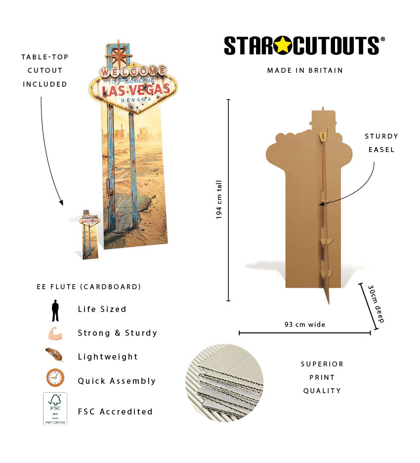 SC4889 Apocalyptic Vegas Sign Cardboard Cutout Height 194cm