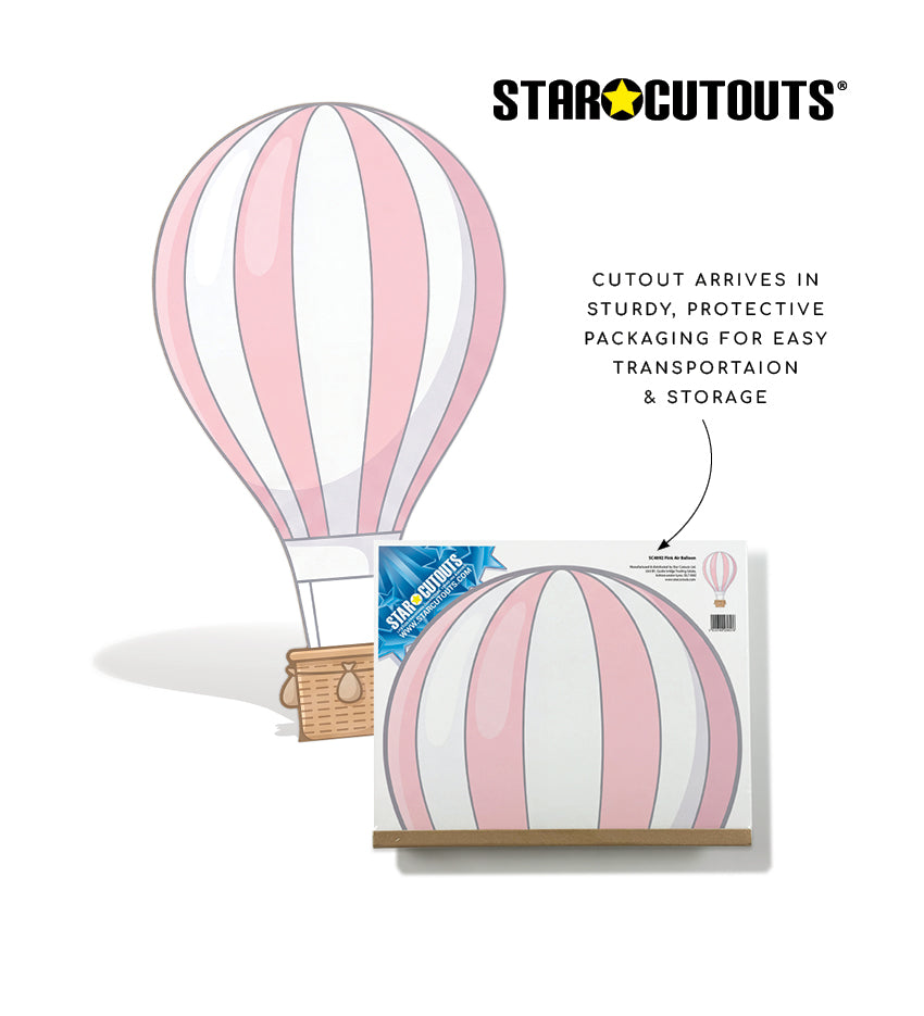 SC4892 Pink Hot Air Balloon Cardboard Cutout Height 92cm