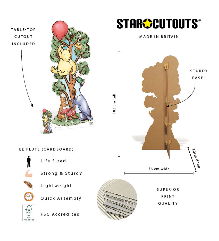 SC4897 Winnie in Tree with Donkey Cardboard Cutout Height 183cm