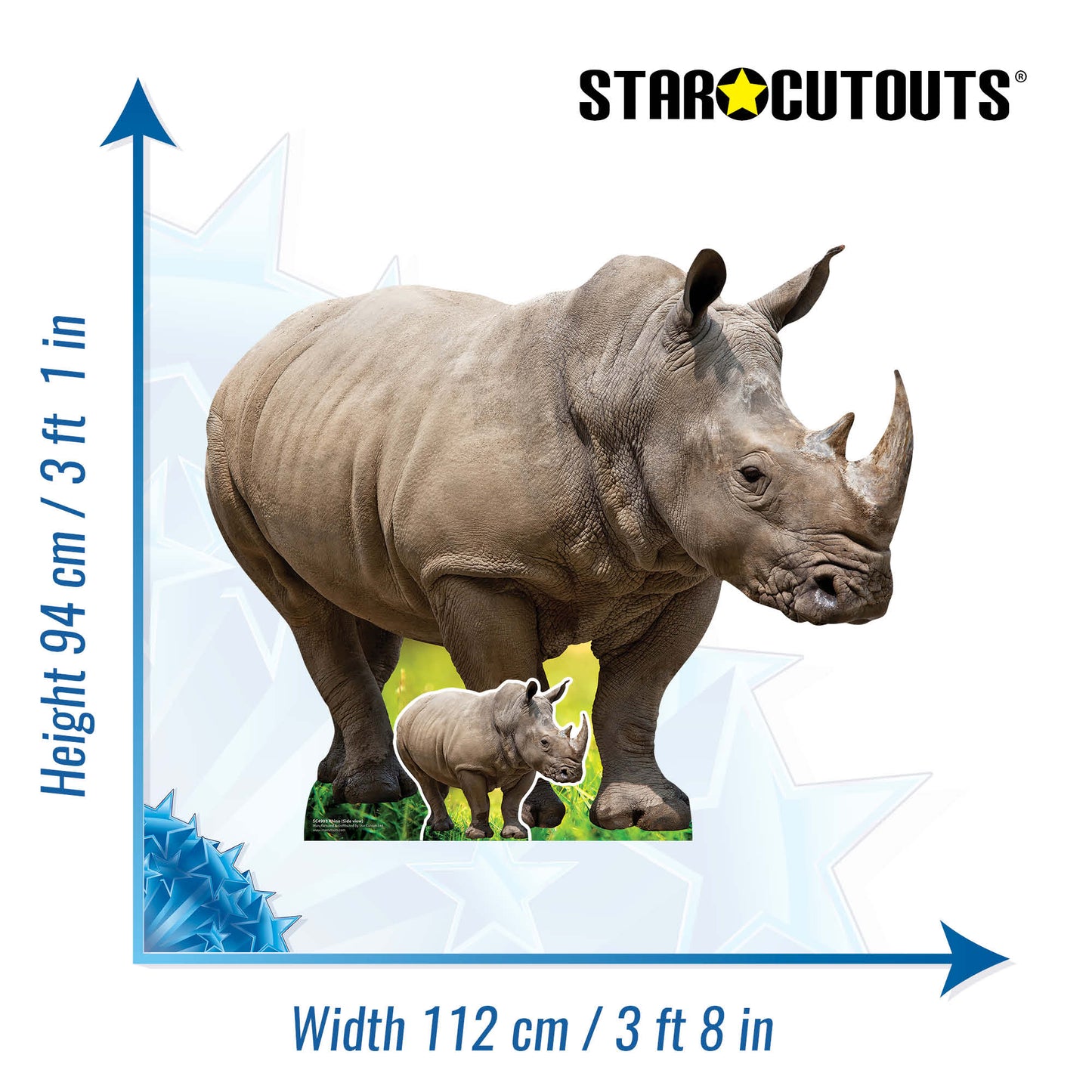 SC4903 Rhino Side View  Cardboard Cutout Height 94cm
