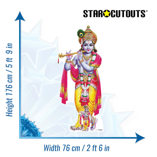 SC4917 Lord Krishna Statue Cardboard Cut Out Height 176cm