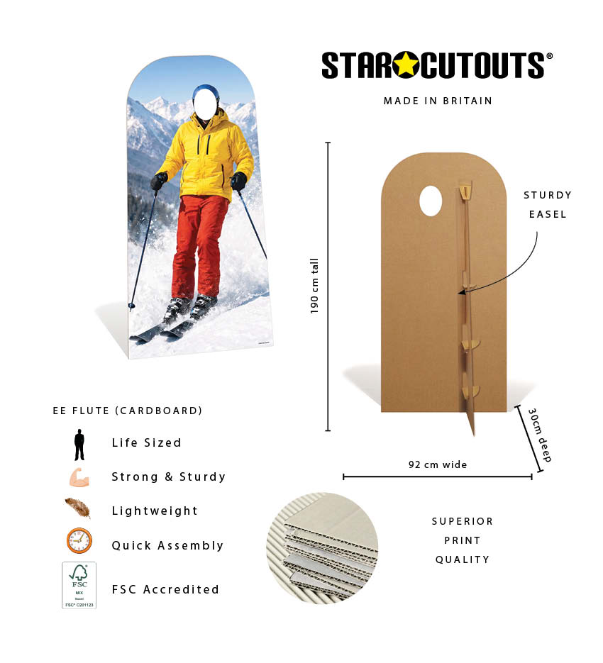 SC4925 Skier Stand-in Cardboard Cutout Height 190cm