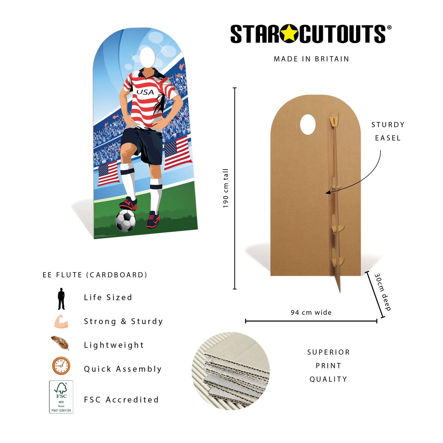 SC4935 USA Football World Tournament Cup Stand-in Cardboard Cutout Height 190cm
