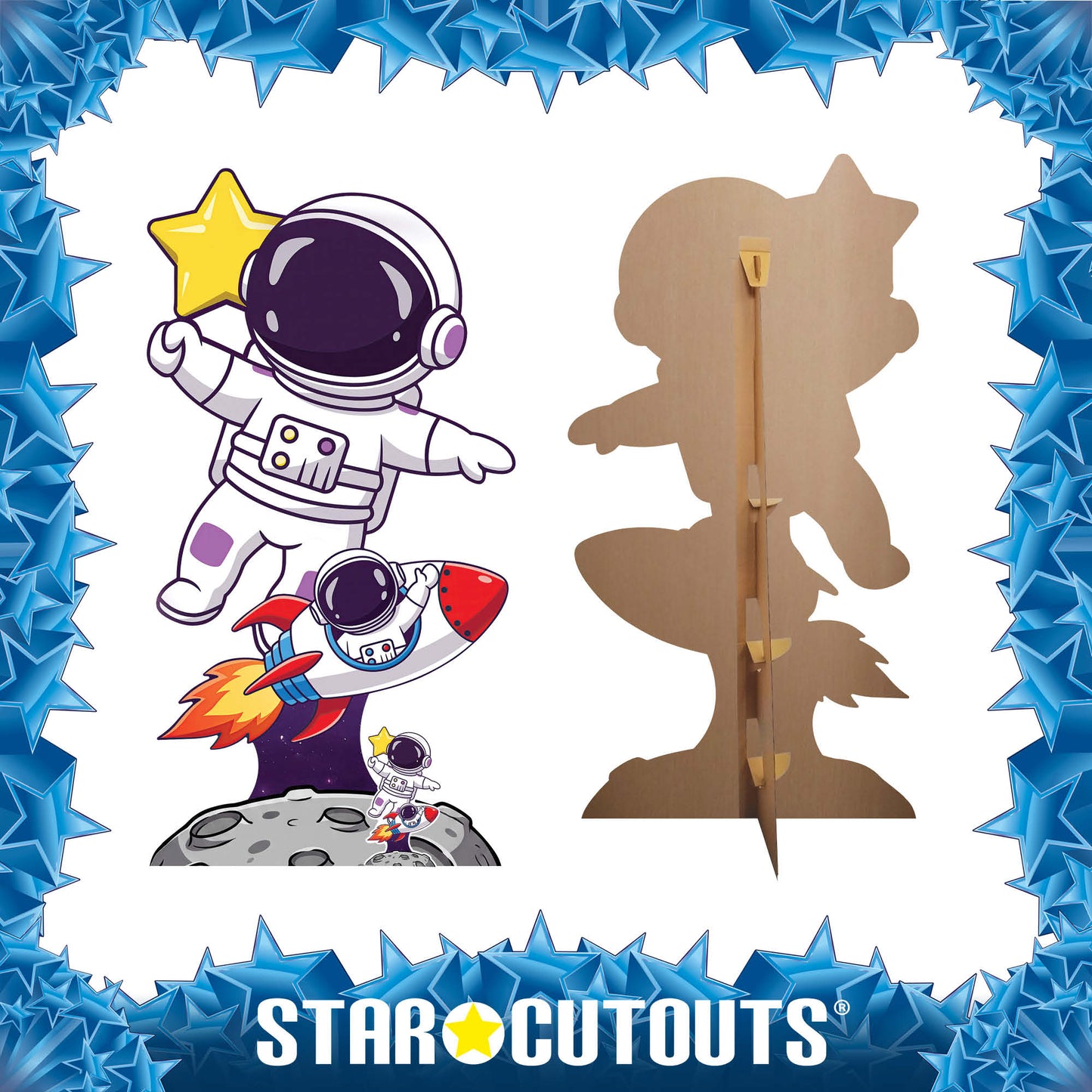SC4954 Cartoon Cute Astronaut and Rocket Cardboard Cutout Height 179cm Includes Desktop