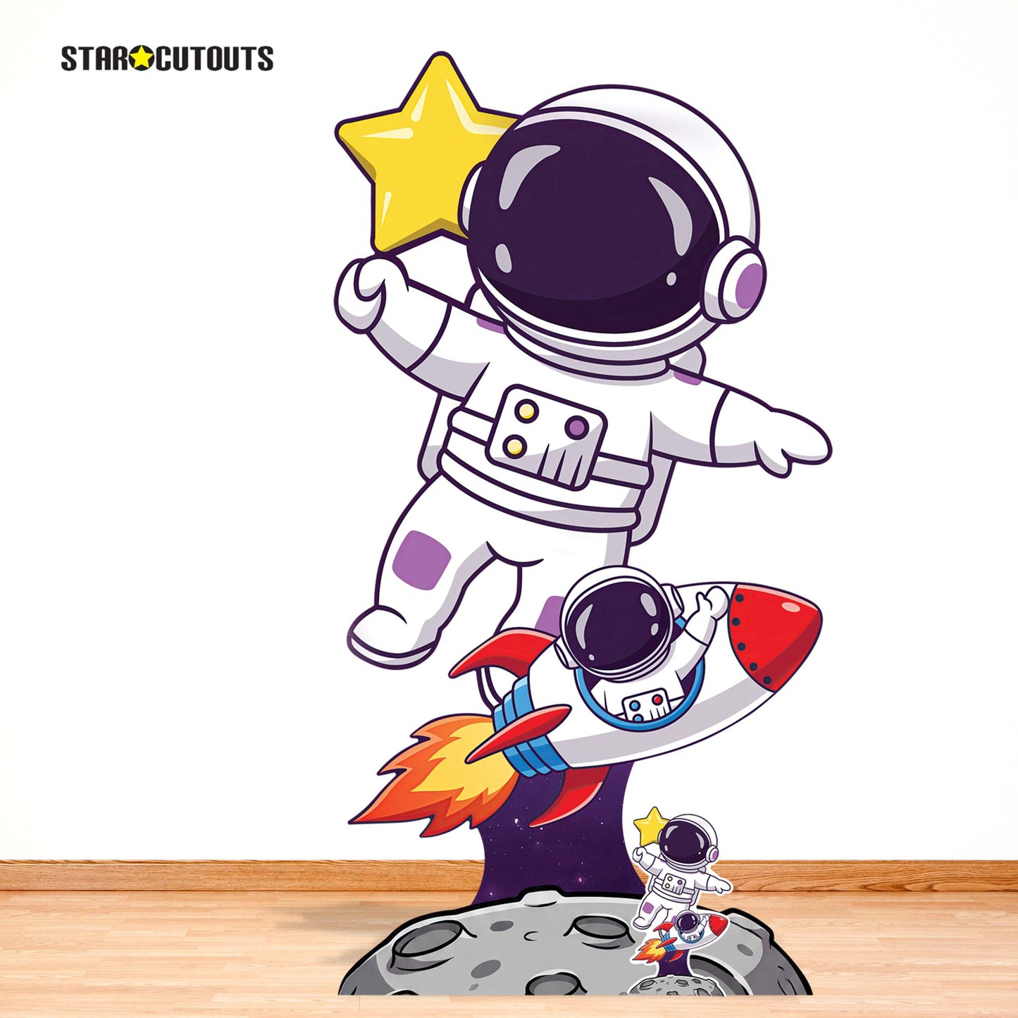 SC4954 Cartoon Cute Astronaut and Rocket Cardboard Cutout Height 179cm Includes Desktop