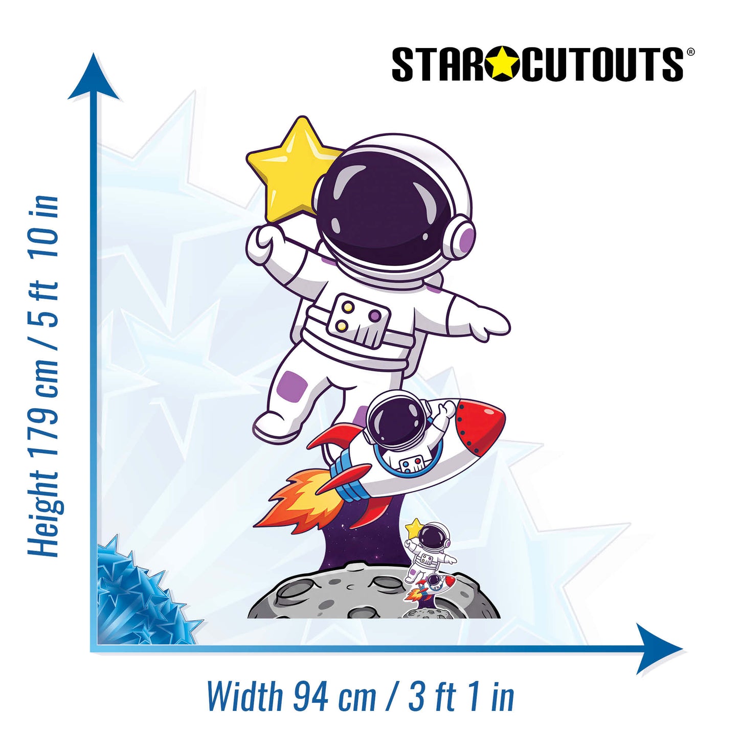 SC4954 Cartoon Cute Astronaut and Rocket Cardboard Cutout Height 179cm Includes Desktop
