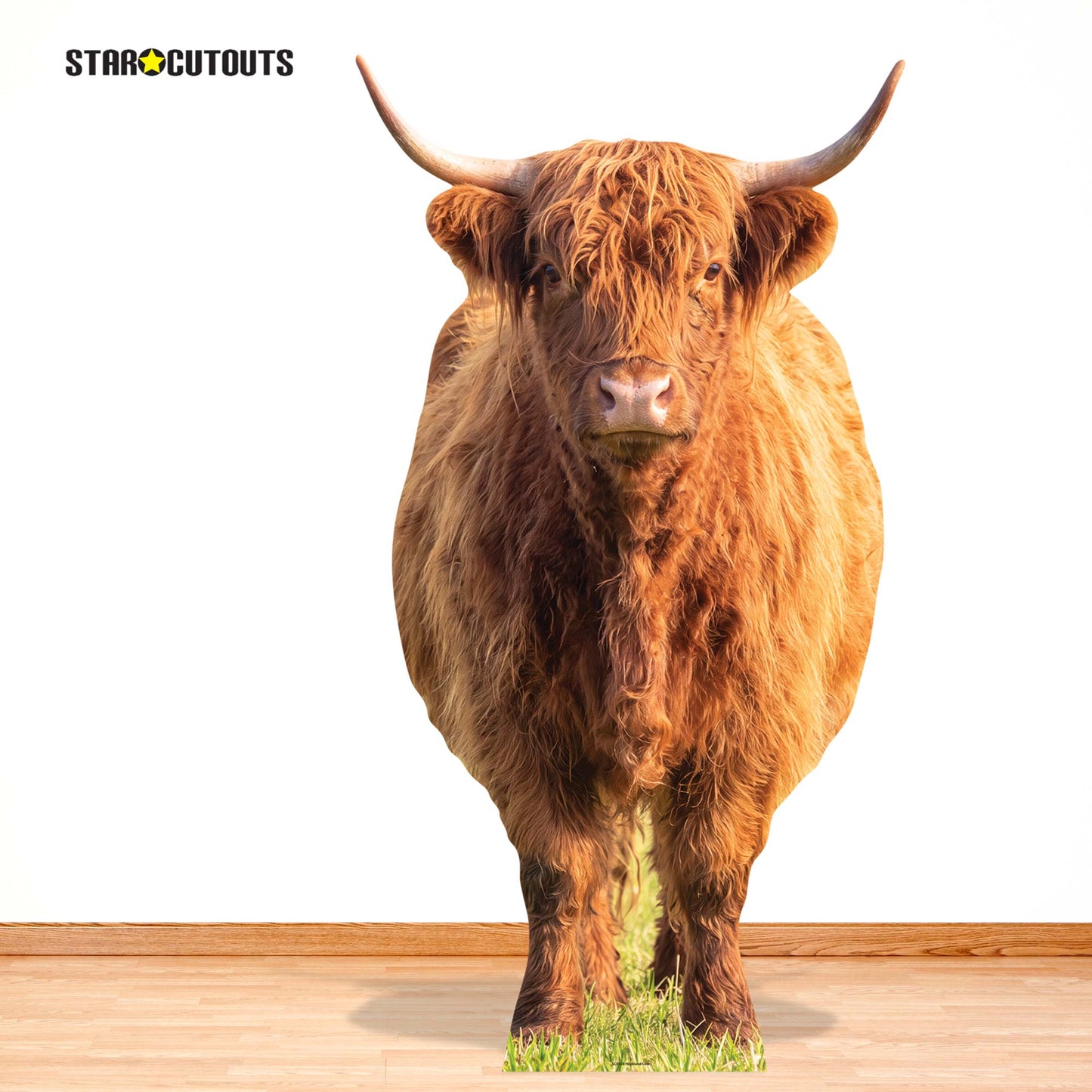 SC5028 Tall Highland Cow in Meadow Cardboard Cutout Height 168cm