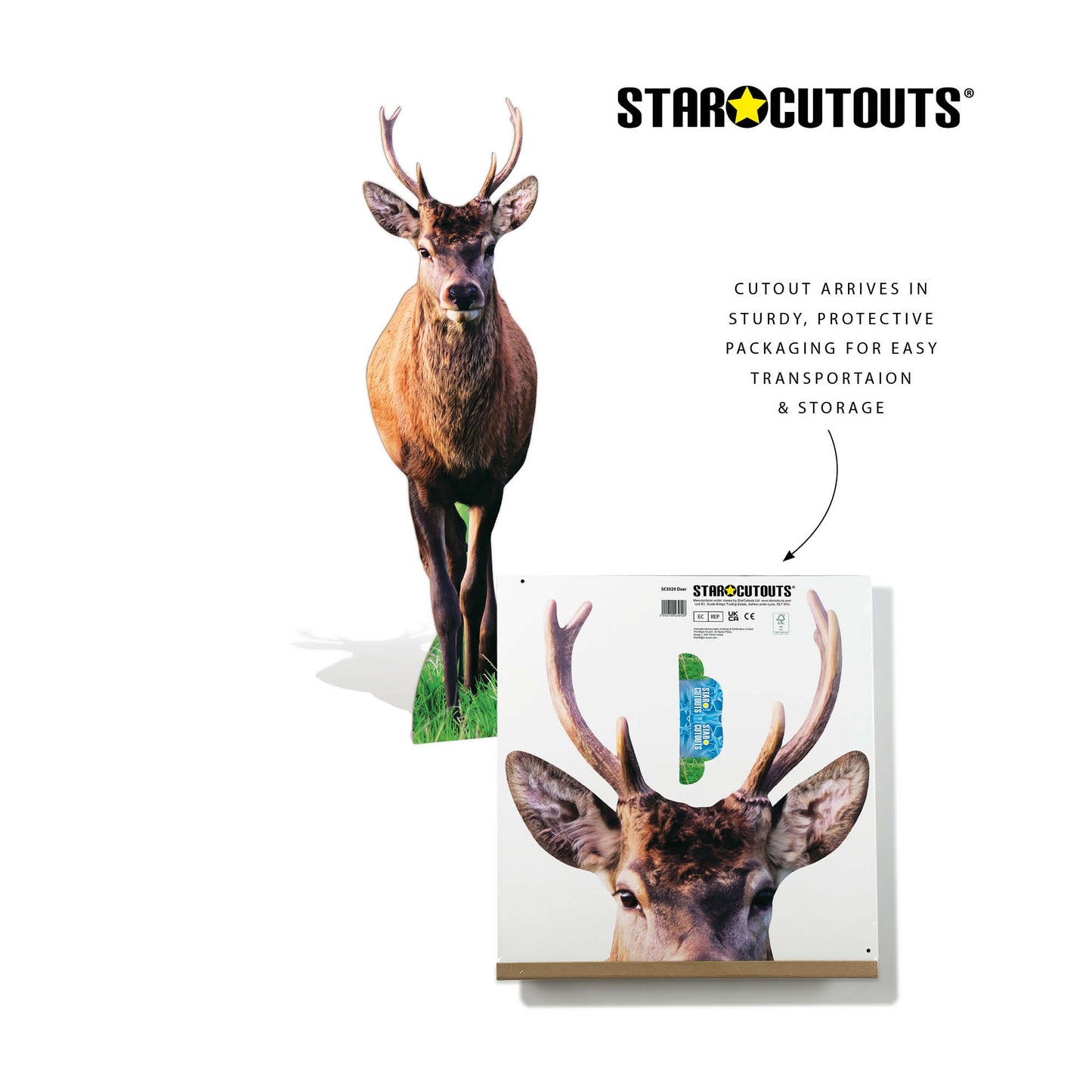 SC5029 Woodland Deer with Antlers Cardboard Cutout Height 185cm