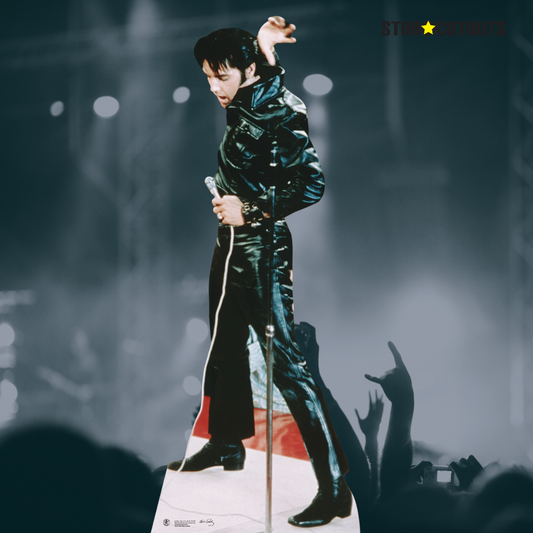 Elvis Presley Wearing Black Leather Comeback Concert Cardboard Cutout