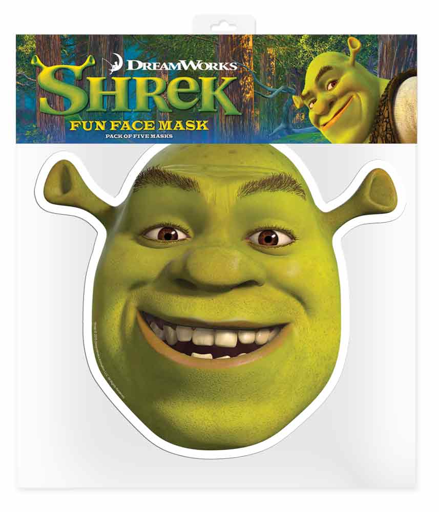 Shrek Six Pack Cardboard Face Masks With Tabs and Elastic
