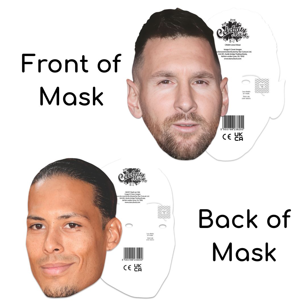 SMPWC1 World Champion Footballers Six Pack of Masks - Bellingham, Ronaldo,  Messi, Mbappe,  Kroos & Van Dijk