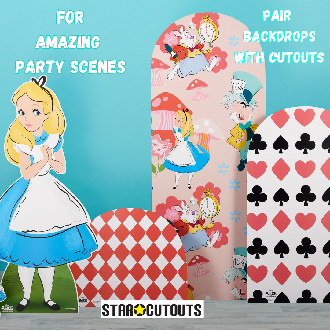 SQ011 Alice In Wonderland Backdrop Triple Cardboard Cut Out Height 194cm