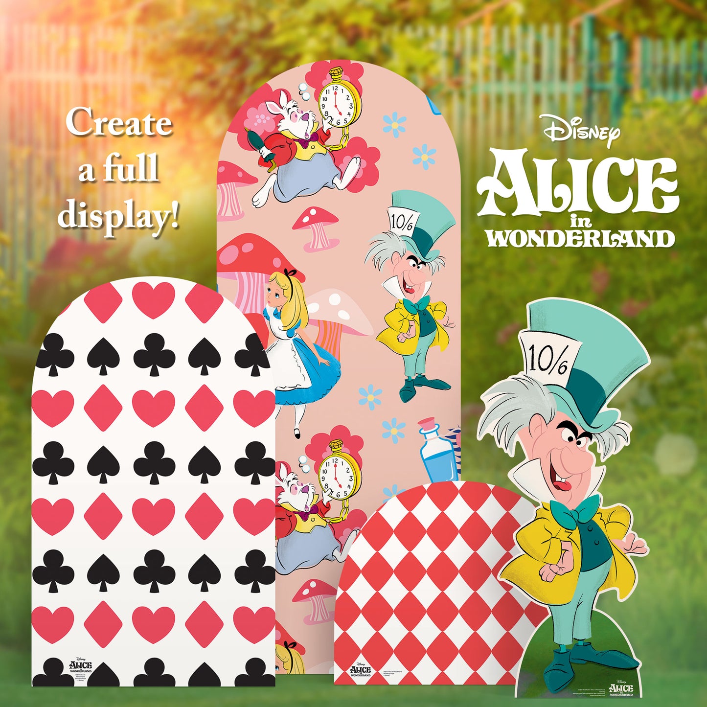 SQ011 Alice In Wonderland Backdrop Triple Cardboard Cut Out Height 194cm