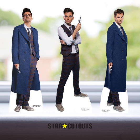 SC4644 Doctor Who  David Tennant The Fourteenth Doctor Shelf Top Set of Three Cardboard Cut Out Height 31cm